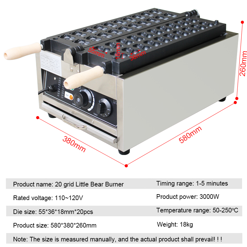 Commercial 20Pcs Bear Shape Ta - Egg Waffle Pan recension och pris