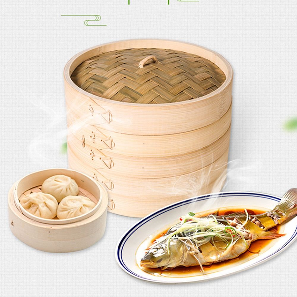 Bamboo Steamer Basket with Lid - Bao Steamer Bamboo recension och pris